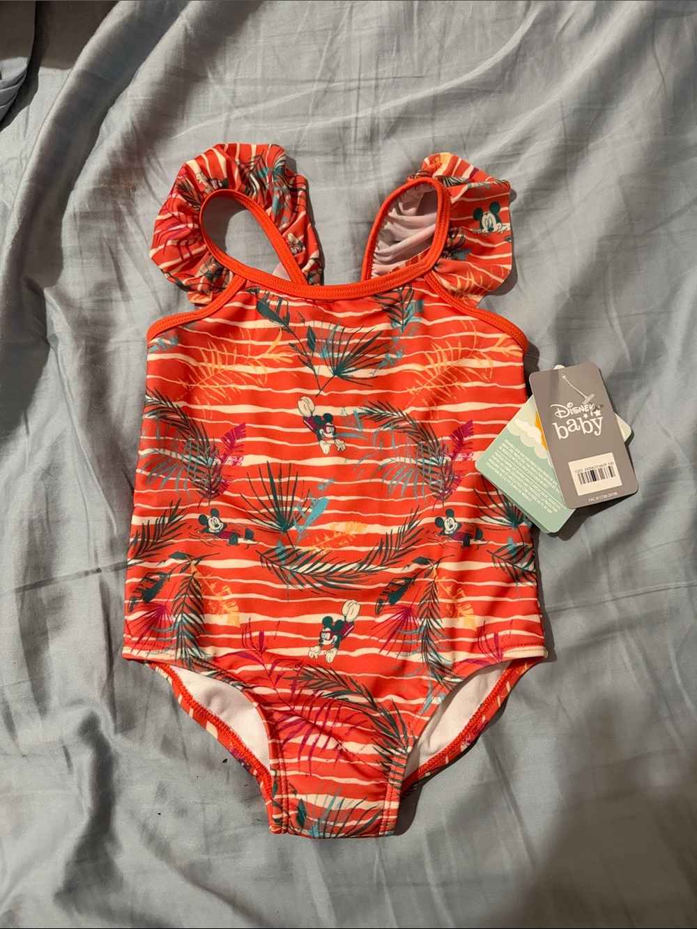 Disney Orange Tropical Mickey Baby One-Piece Swimsuit